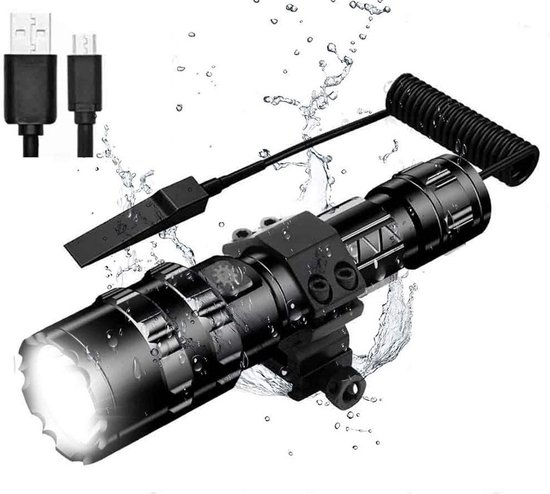 Wiederaufladbare Led-taschenlampe, 1600 Lumen, Taktische Hochleistungs-taschenlampe, 5 Modi, Usb-schnittstelle