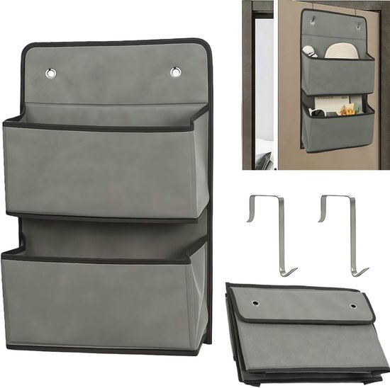 Hängendes Aufbewahrungsregal – Türhängeregal – Platzsparend – Mit Haken – 50 X 205 Cm – Grau