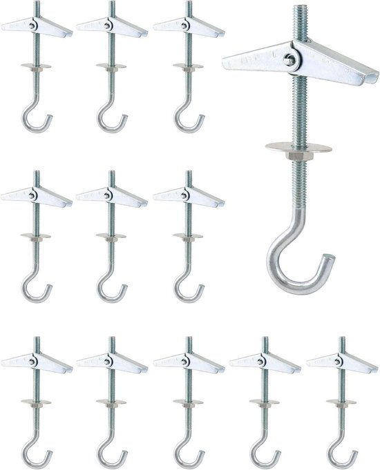 12 90-mm-federdübel, Deckenhakenanker Aus Kohlenstoffstahl, Befestigungselemente Für Abgehängte Pflanzen, Dübel Für Gipskartondecken
