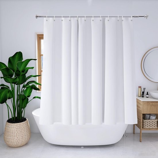 Kurzer Duschvorhang – Wasserdicht – Einteilig – Weiß – Polyester – 180 X 150 Cm