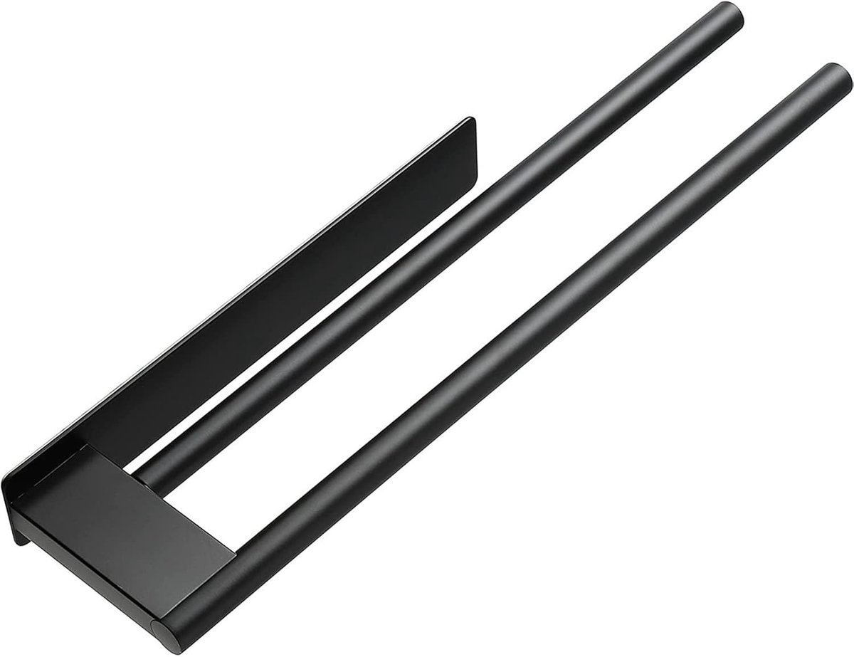 39 Cm Selbstklebende Doppelhandtuchstange (matt Schwarz), Badezimmerregal Aus Edelstahl, Kein Bohren Erforderlich.