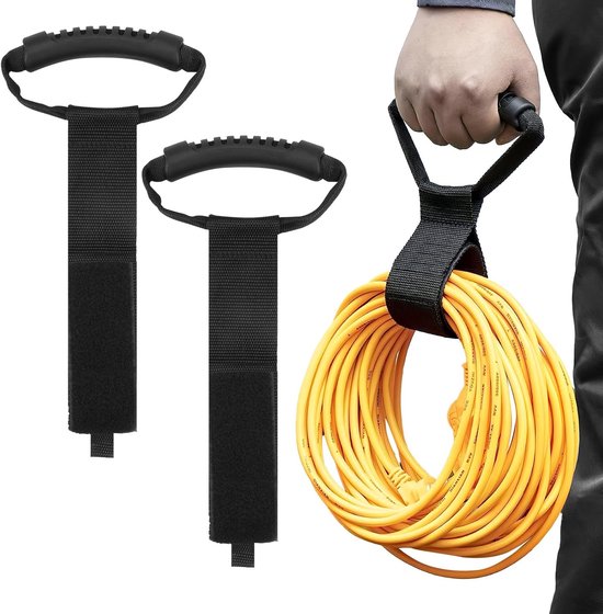 Allecta – Set Mit 2 Kabel- Und Schlauchorganisatoren Mit Tragegriff – Klettverschluss, Verstellbare Kabelhalterung