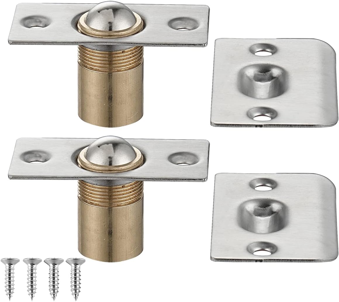 Kugelförmiger Türstopper Für Kleiderschranktüren, Verstellbarer Türstopper Aus Edelstahl Mit Verriegelungsplatte, Gebürstete Satin-oberfläche, 2er-pack.