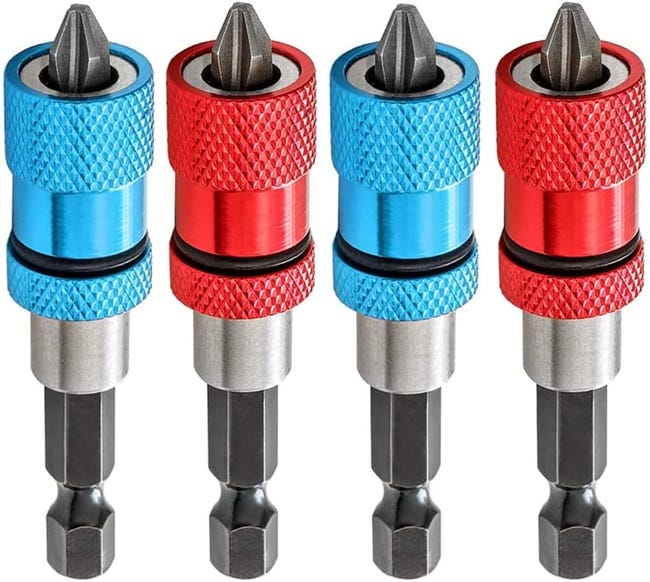 Vierteiliges Magnetisches Bithalter-set, Tiefenverstellbar. Geeignet Für Trockenbauschraubendreher Mit 1/4-zoll-sechskantantrieb.