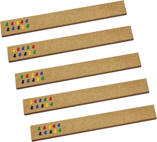5er-packung 30 X 5 Cm Rahmenlose, Selbstklebende Korkstreifen Für Pinnwände – Braun