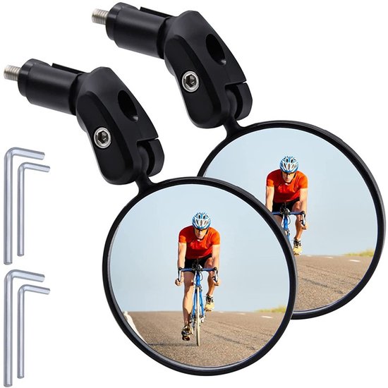 Set Mit 2 Verstellbaren Runden Fahrrad-rückspiegeln Für Lenkerenden Inklusive Inbusschlüsseln, Universell Schwarz
