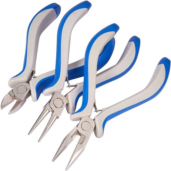 Dreiteiliges Schmuckzangenset – Rundzange, Spitzzange, Seitenschneider – Blau – 110–125 X 70 Mm – Werkzeugset Zur Schmuckherstellung