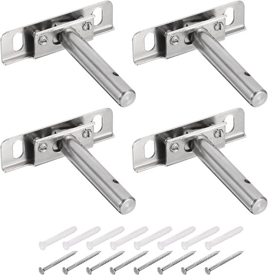 Vierteiliges Set Schwebender Regalhalterungen - 4-zoll Verstellbare, Wandmontierte, Verdeckte Regalhalterung Für Schwebende Holzregale, Silber.