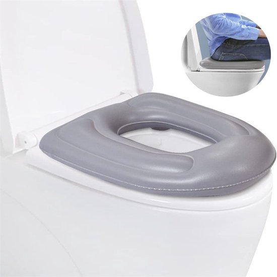 Erhöhtes Und Bequemes Toilettenkissen In Grauer Lederoptik – Ergonomisches Sitzkissen Für Zusätzlichen Halt Und Hygiene Auf Der Toilette