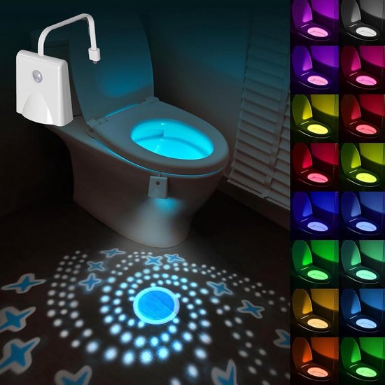 Wiederaufladbare Led-toilettenbeleuchtung Mit Bewegungssensor – 16 Farben Und Sternenprojektion