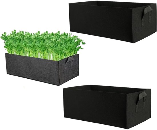 - 2er-pack Pflanzsäcke - Atmungsaktiv - Saatbeutel Mit Tragegriffen - Rechteckiges Design - 50 Cm X 30 Cm X 20 Cm - Verbesserte Drainage - Pflanzsäcke