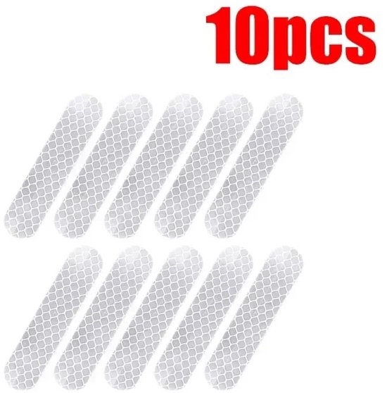Aufkleber, 10 Bögen, 8 X 1,8 Cm, Reflektierende Sicherheitsaufkleber Für Autos, Motorräder, Fahrräder, Helme, Weiß