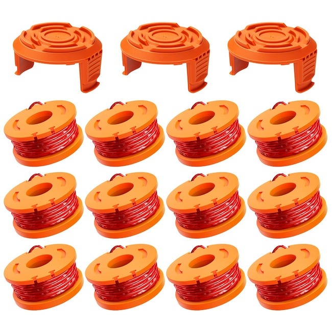 0,065-zoll-mähfadenspulen Für Worx-kompatible Modelle – 15er-ersatzpackung Wa0010 (12 Fäden, 3 Kappen)