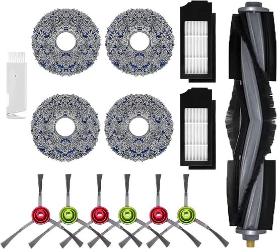 Ersatzteilset Für Debot X1 Turbo / X1 Omni / T10 Turbo Staubsauger – 1 Hauptbürste, 2 Hepa-filter, 6 Seitenbürsten, 4 Wischtücher, 1 Bürstenkopf