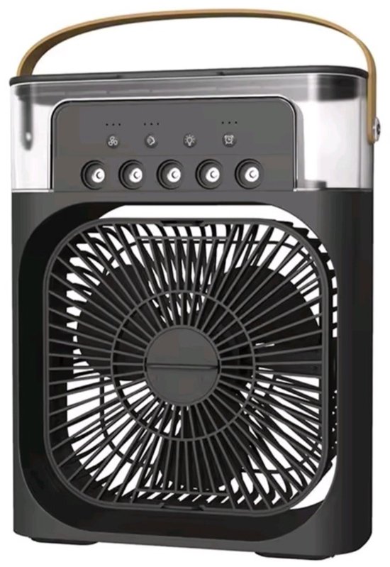 Retro-led-sprühventilator – Aromatherapie-sprühfunktion – Drei Windstufen – Schwarz