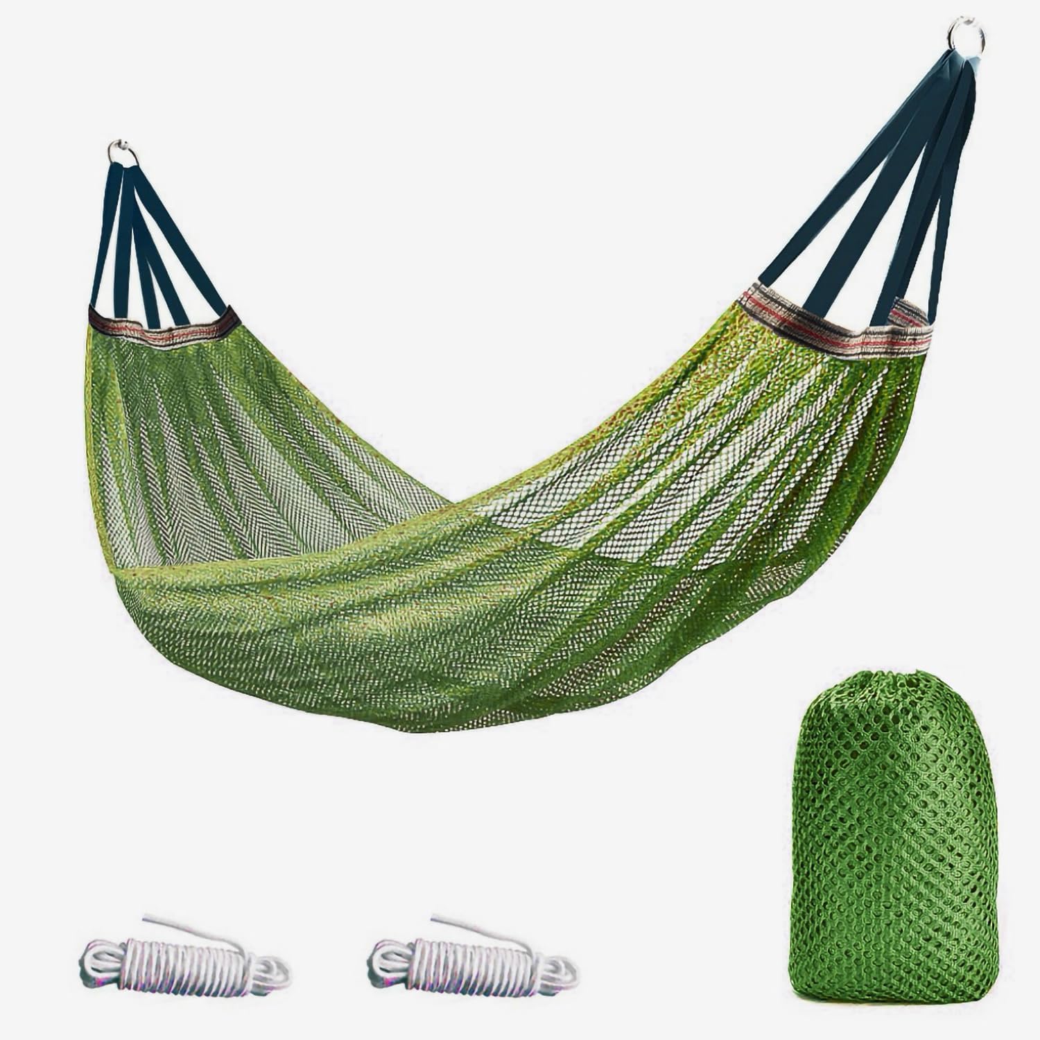 Atmungsaktive Outdoor-hängematte Aus Nylon-netzgewebe – Superweich Und Komfortabel – Maximale Belastbarkeit 150 Kg – Armeegrün Für Den Außenbereich