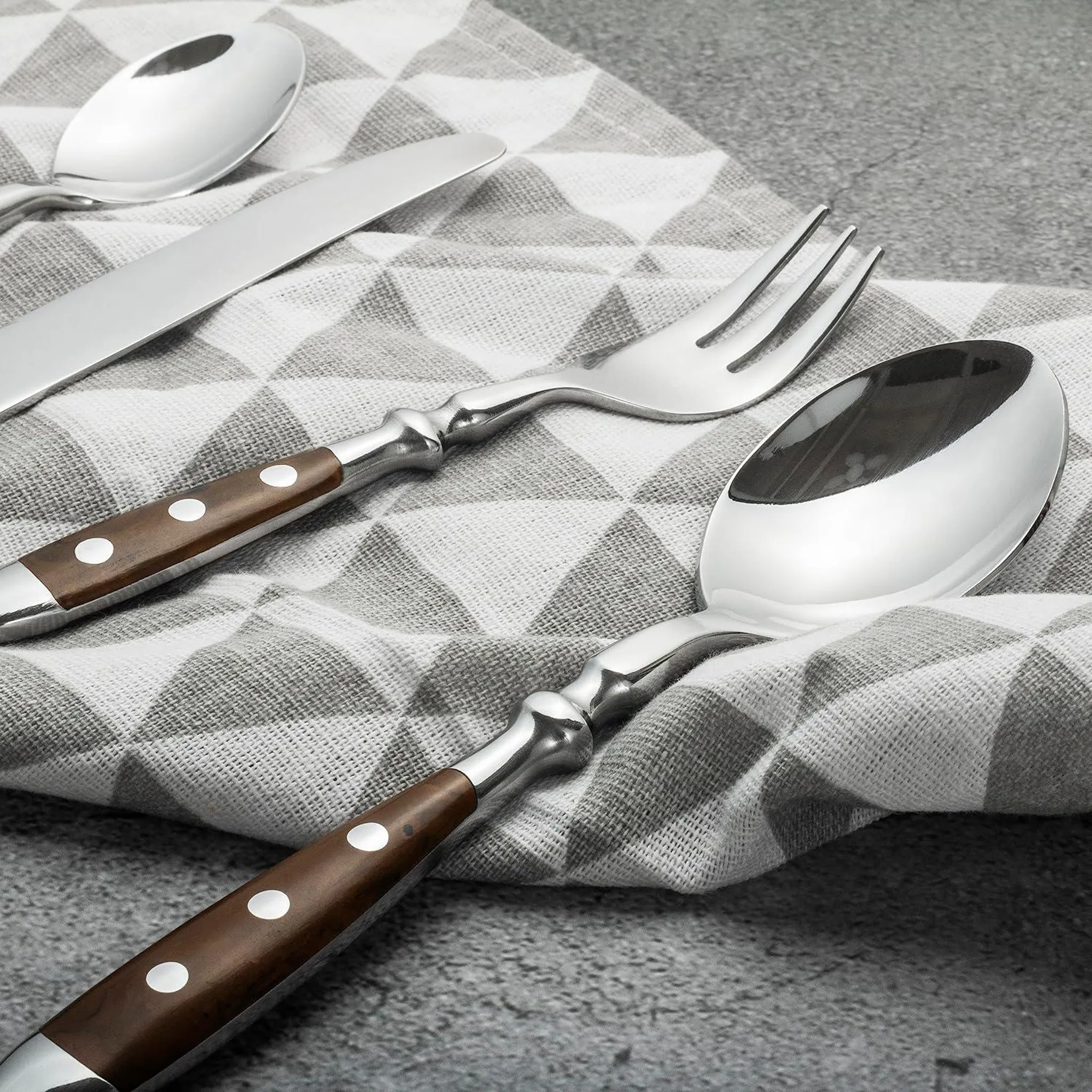 Edelstahl-besteckset Im Vintage-stil, Bestehend Aus Steakmesser, Gabel Und Löffel, Vierteilig, Für Hotels Und Restaurants Mit Westlicher Küche – Brauner Griff
