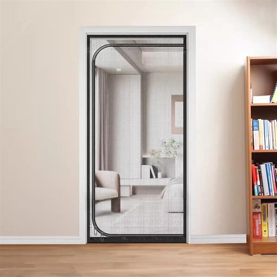 Magnetisches Insektenschutzgitter, Geeignet Für Türen Und Fenster, Ultrafeines Netzgewebe, Geeignet Für Flure, Veranden Und Terrassen, Mit Reißverschluss, Schwarz, 90 X 220 Cm