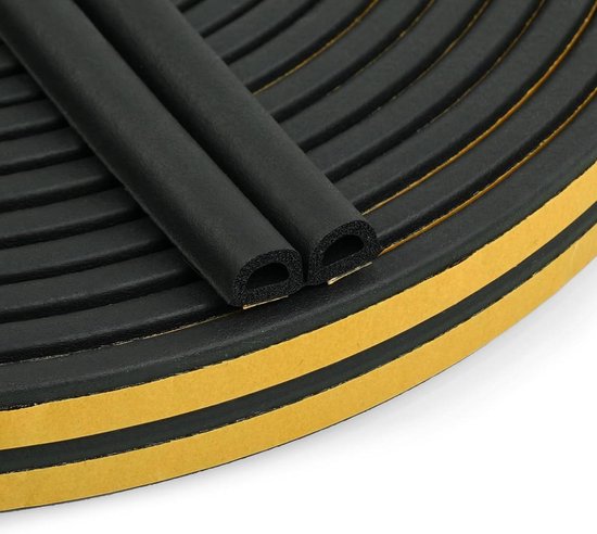 Winddichtes Dichtungsband Typ D – Fensterdichtungsschaum – Fensterisolierung – Hochelastisches Epdm – 9 X 6 Mm, 36 Meter – Schwarz