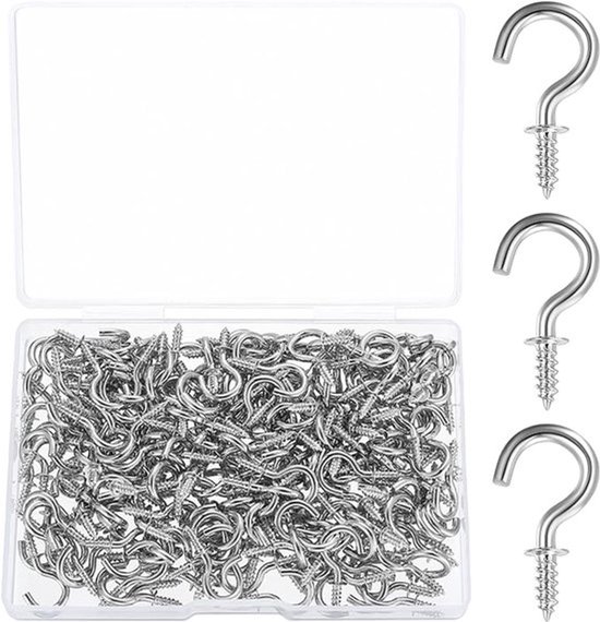 200 Miniatur-schraubhaken Und Schraubösen Aus Silber Zum Aufhängen Von Pflanzen, Kunstwerken Und Schlüsselanhängern (1/2 Zoll).