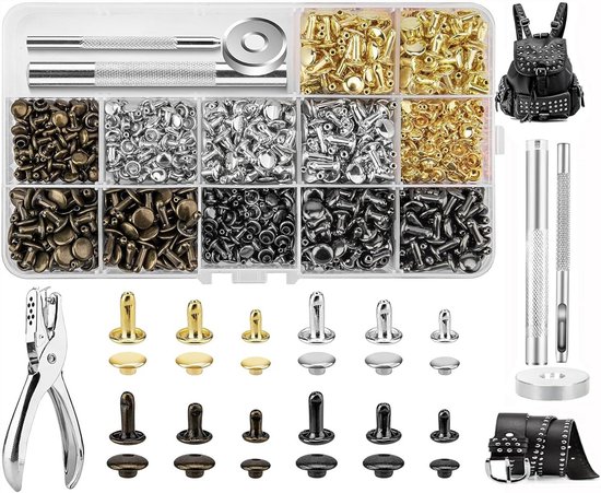 360-teiliges Metallnietenset, 3 Größen, Inklusive Werkzeug Für Leder- Und Bastelbegeisterte.