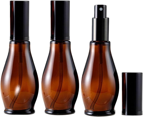 100 Ml Braunglas-sprühflasche, Leer, Wiederbefüllbar, Mit Schwarzem Zerstäuber/verschluss Für Ätherische Öle