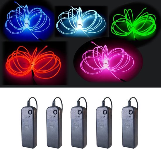 Neon-lichterkette Mit Kühlem Licht (5 Farben), Inklusive Batteriefach, Geeignet Für Dekoration Und Kleidung.