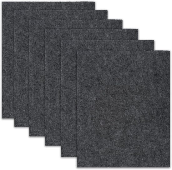 Selbstklebende Filzmatten – 6er-pack, 16 X 20 Cm, Rutschfest, Dunkelgrau