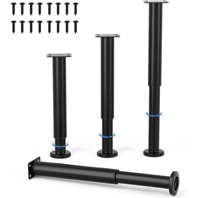 4-teiliges Set Verstellbarer Möbelbeine, 25 Cm Große, Schwarze, Runde Tischbeine Aus Metall, Geeignet Für Sofas.