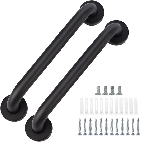 Wandhalterung Fürs Badezimmer, 2-teiliges Set, 50 Cm, Schwarzer Edelstahl