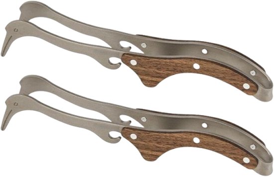 Set Aus 2 Hybrid-teezangen Aus Edelstahl Mit Holzgriff, Multifunktionale Klemme Für Losen Tee Und Teebeutel