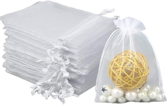100er-packung Transparente Tüllbeutel – Geschenktüten – Schmuckbeutel – Süßigkeitenbeutel – Lavendelbeutel – Transparent – 9 X 12 Cm
