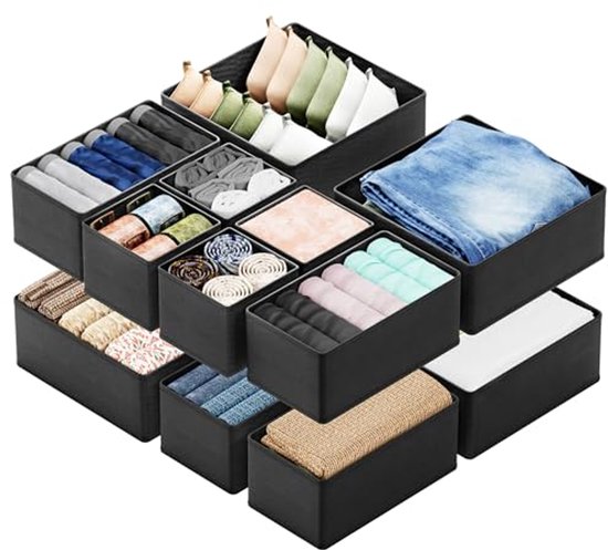Kleiderschubladen-organizer - 12-teiliges Set - Kleiderschrank-schubladen-organizer Und Trennfächer Zur Aufbewahrung Von Unterwäsche, Socken Und Accessoires.