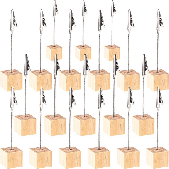 Fotoklammern Mit Holzsockel – 20er-packung – Perfekt Als Tischnummern, Preisschilder Oder Haftnotizen – Geeignet Für Hochzeiten, Büros Oder Geschäfte.