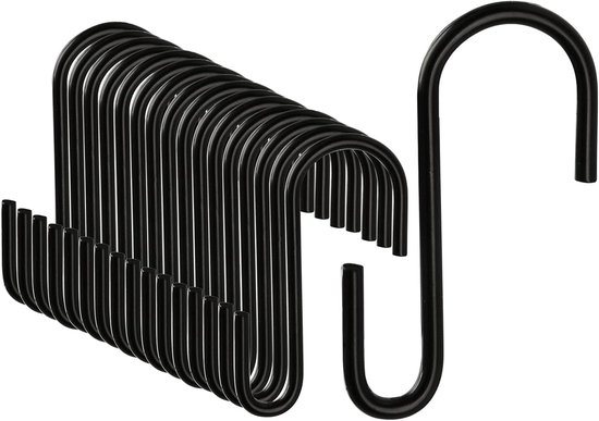 20er-packung S-haken, Schwarz, Edelstahl, Hochleistungs-doppelhaken, Für Küchen-/garderobenständer/kleiderstangen.