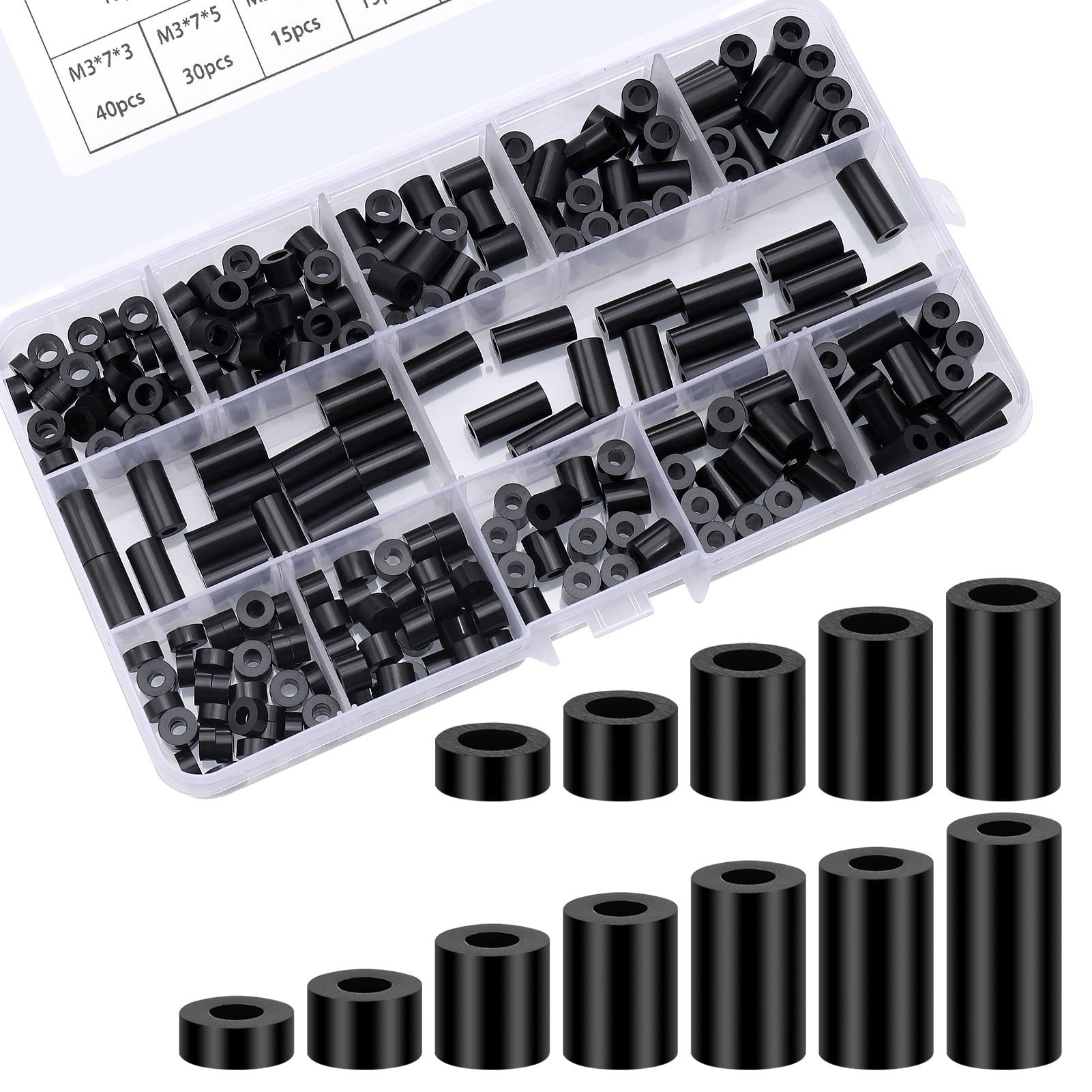 260-teiliges Set In Box: Schwarze Abs-nylon-abstandshalter – Runde, Doppelseitige, Isolierende Und Kunststoffisolierungssäulen (m3/m4)