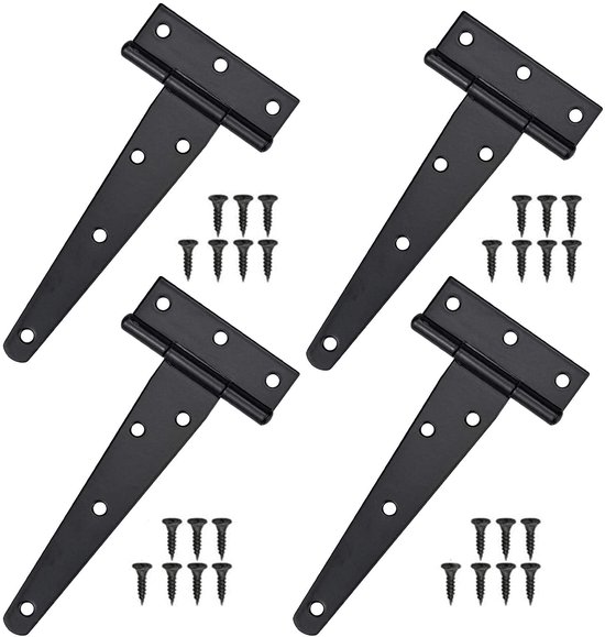 - Schwarze T-förmige Scharniere Aus Edelstahl - 4-teiliges Set Für Tore Und Zäune