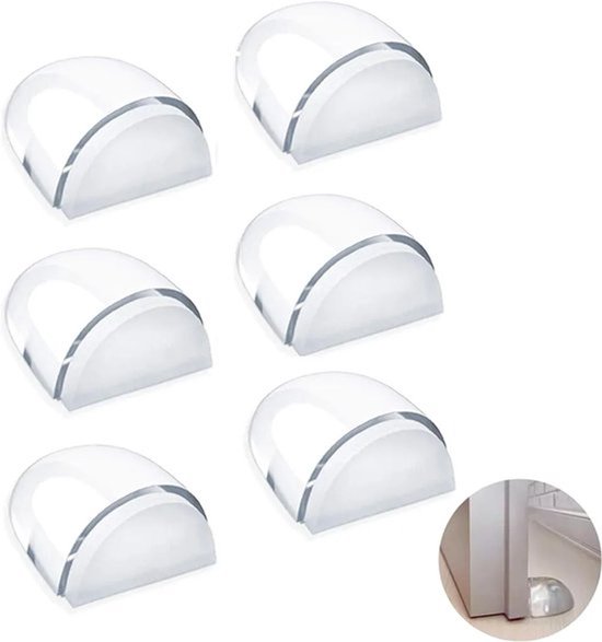 6-teiliges Türstopper-set Für Den Innenbereich - Freistehend/transparent - Selbstklebend - Schützt Wände/möbel