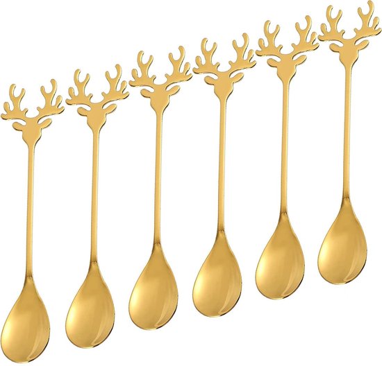 Kleiner Löffel – 6er-set Rentier-teelöffel – Edelstahllöffel – Weihnachtslöffel – Kleiner Löffel – Kreativer Löffel – Kuchenlöffel – Teelöffel – Rentier
