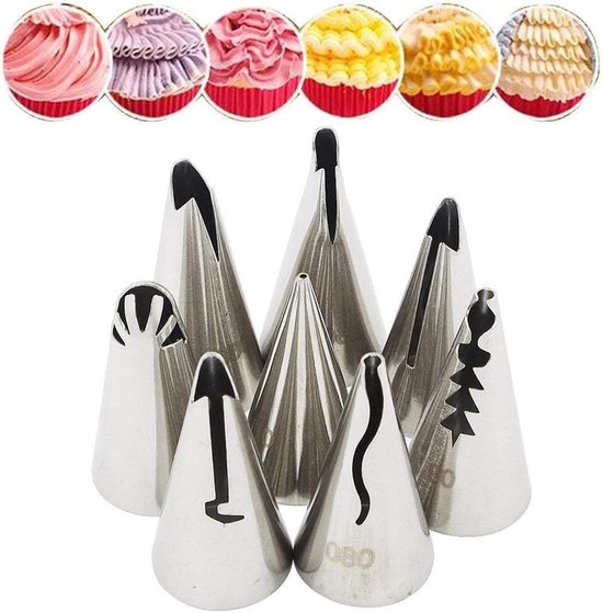 Ein Set Mit 7 Spritztüllen Zum Dekorieren Von Cupcakes, Keksen, Kuchen Und Gebäck – Ideal Für Diy-backprojekte Und Backzubehör.