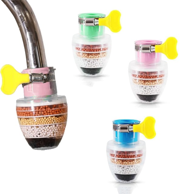 Set mit 6 hochwertigen Aktivkohle-Wasserhahnfiltern für Trinkwasser, Küchenwasserfilter, Kalkfilter (6-lagige Filtration)
