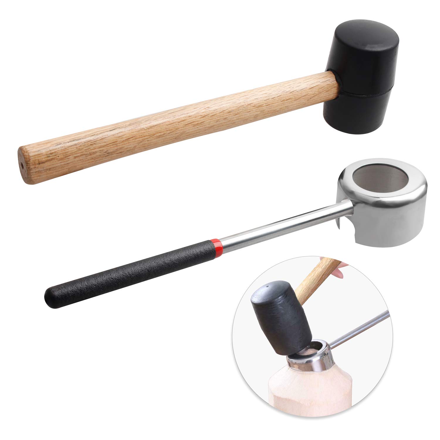 Kokosnussöffner Mit Hammer, Super Sicheres Und Einfaches Werkzeug Zum Öffnen Junger Kokosnüsse, Set Aus Lebensmittelechtem Stahl, Gummihammer Mit Griff