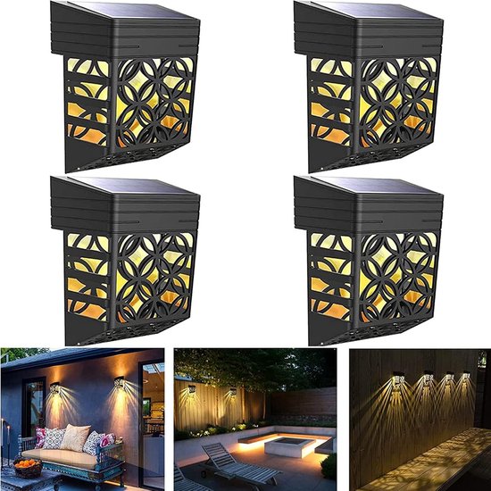 Dekorative Solar-wandleuchten Für Den Außenbereich – 4er-pack, Wasserdicht (ip54), Warmweißes Licht, Gartenbeleuchtung