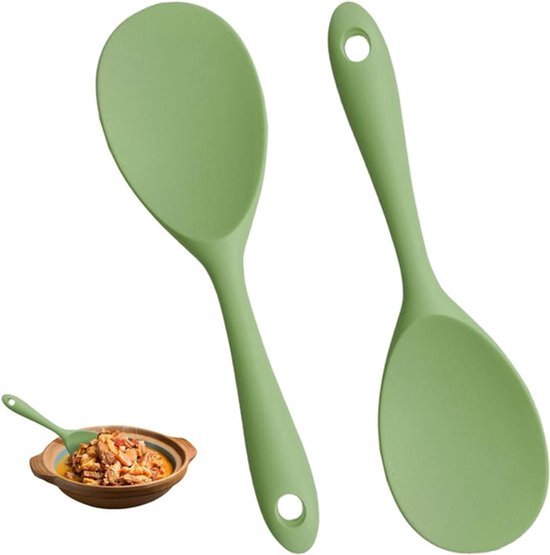 Silikon-reislöffel-set Für Kartoffelpüree, Reiskocher Und Sushi – Antihaftbeschichtung – Reislöffel – Grün – 22 X 6 Cm