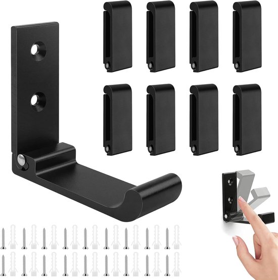 9er-pack Faltbare Wandhaken Aus Aluminium (schwarz), 15 Kg Tragkraft, Wandgarderobe Für Küche Und Bad.