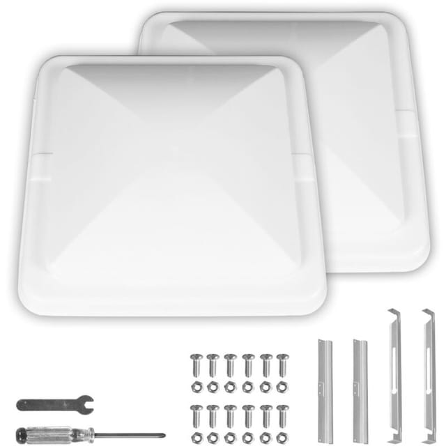 Set mit 2 Dachlüftungsabdeckungen für Wohnmobile, 14-Zoll-Ersatzabdeckung für Wohnwagen und Reisemobile, 14" x 14" x 3,25", weiß