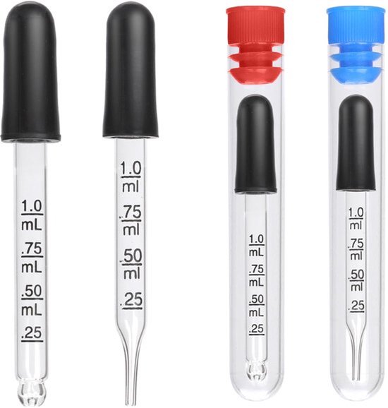 Vier 1-ml-glaspipetten Mit Vier-tropf-flasche, Messzylinder Und Gummispitzen, Für Pharmazeutika, Ätherische Öle, Lebensmittel Und Labore
