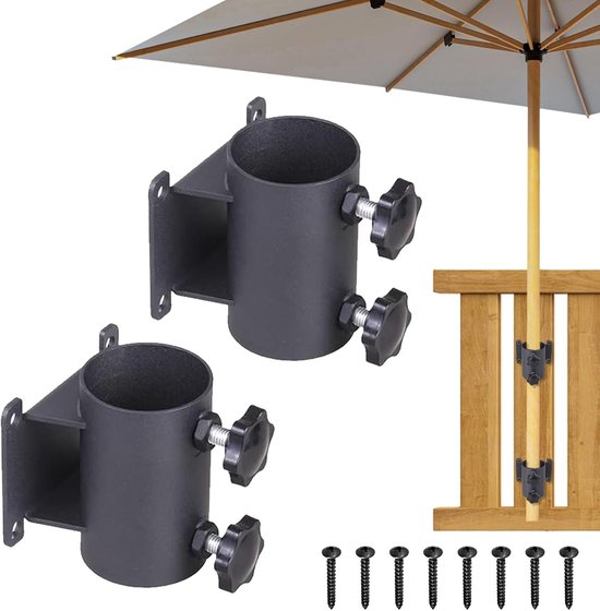 Schirmständer-set – Sonnenschirmhalterung Mit Clip – Stabilisator Für Den Außenbereich – Verstellbarer Metallclip – Durchmesser 33–51 Mm – Schwarz