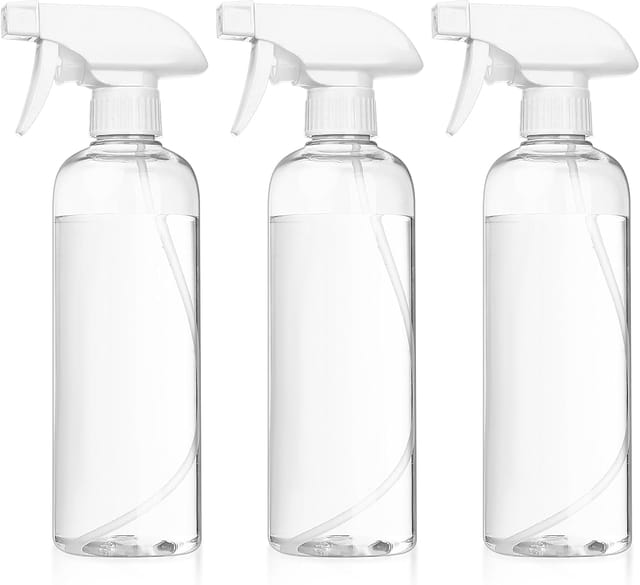 3-teiliges Sprühflaschenset, 500 ml leere Sprühflasche, Kunststoff-Pumpflasche für Garten, Pflanzen, Haarsprüher (Transparent Weiß)