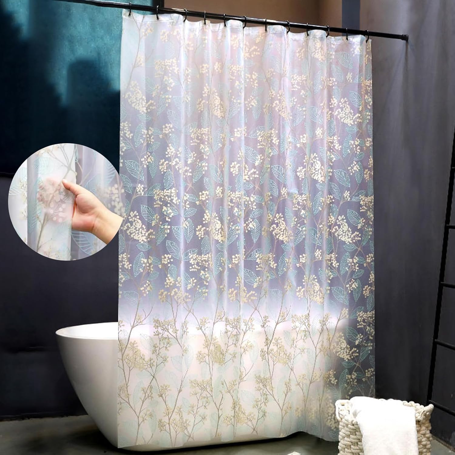 Wasserdichter Duschvorhang – Matt-transparentes Design Mit Haken – Weiche Haptik – Bietet Privatsphäre Und Zuverlässige Lichtdurchlässigkeit
